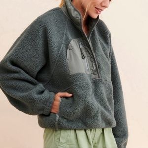 Free People Hit The Slopes Pullover Fleece S, Shark Colorway